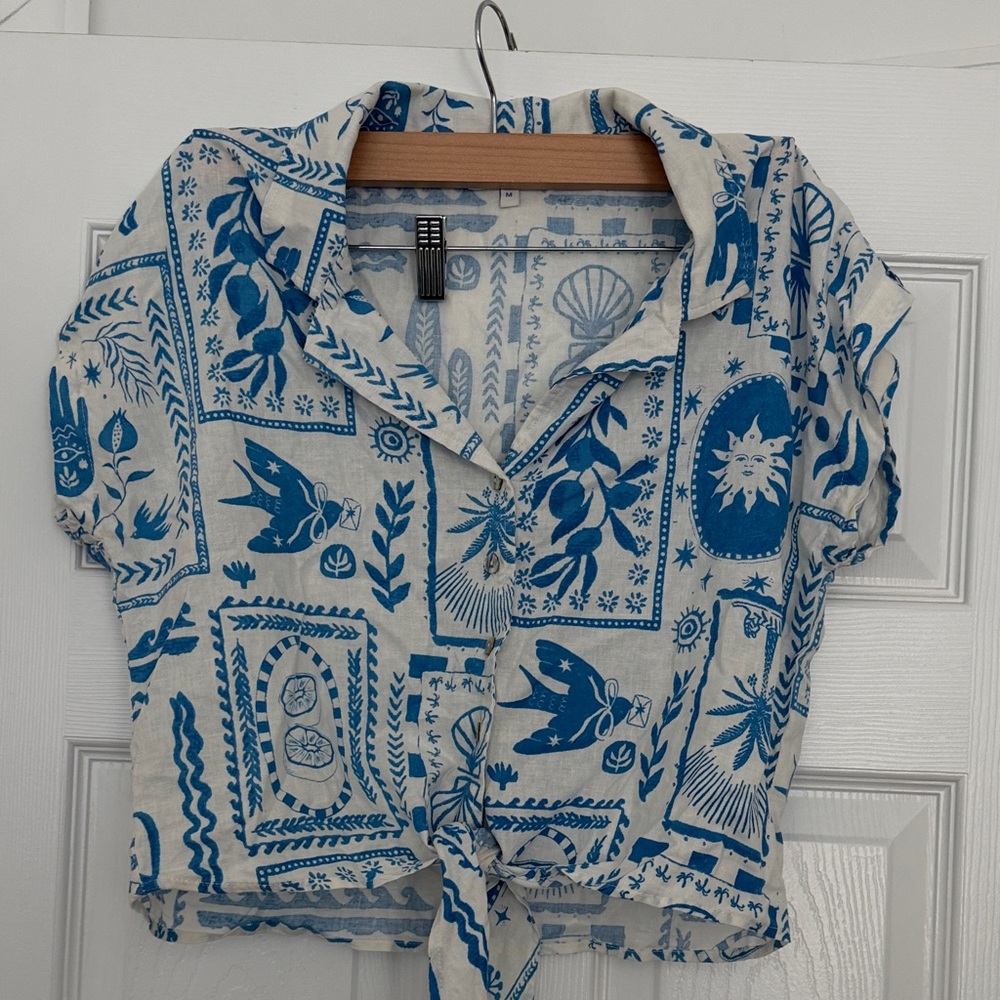 Calypso Saint Barth linen Tie-Front Crop Top size m